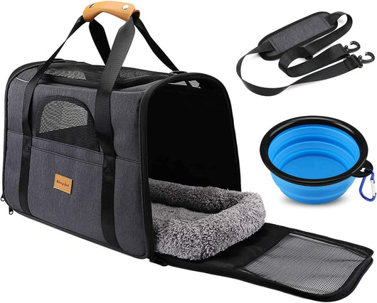 Morpilot Medium Cat & Dog Carrier Bag, Grey (Max 15lbs/7kg)