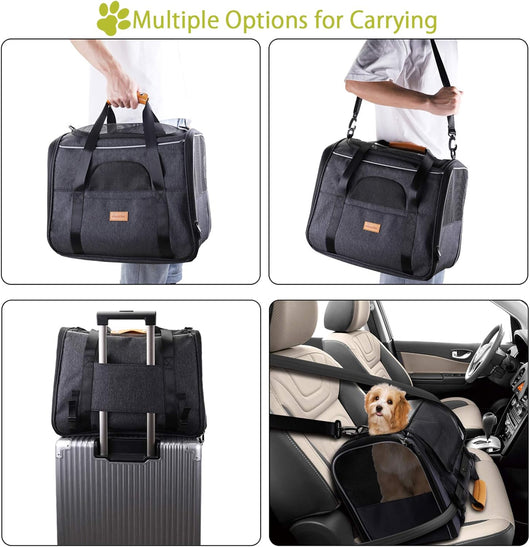 Morpilot Medium Cat & Dog Carrier Bag, Grey (Max 15lbs/7kg)