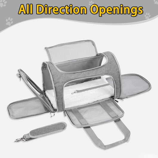 Soft-Sided Foldable Pet Carrier Bag with Steel Frame