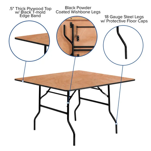 4FT Square Folding Table